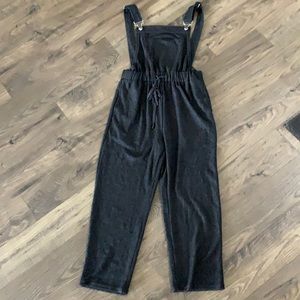 Kittenish Cropped Cozy Overalls - Medium